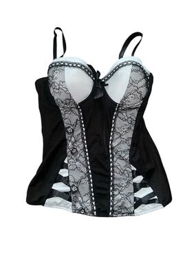 Black and White Lace Bustier Top